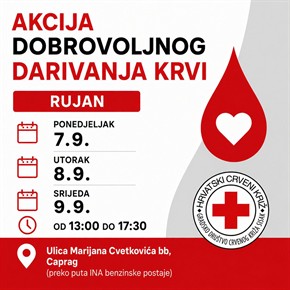 Slika: U rujnu nova akcija dobrovoljnog darivanja krvi u Capragu