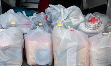 Slika: Podjela humanitarnih paketa za korisnike zajamčene minimalne naknade u općinama Lekenik i Martinska Ves